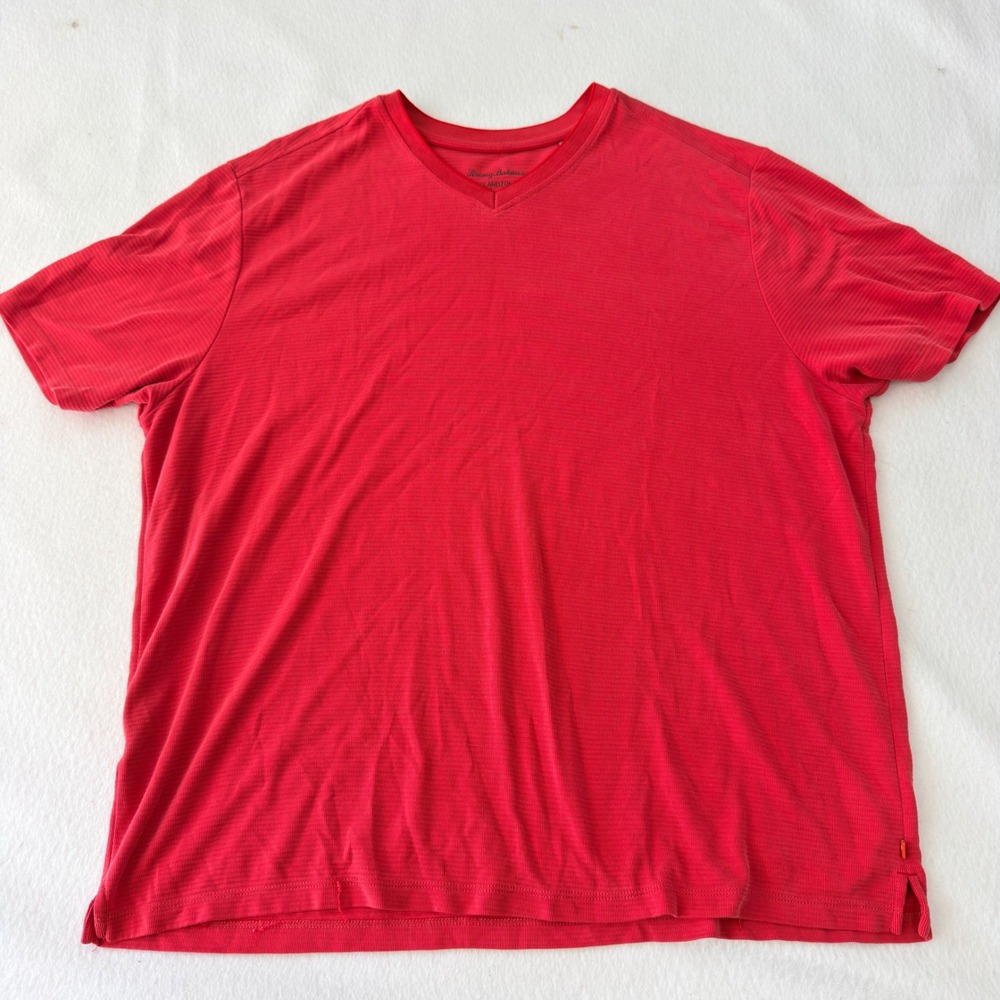 Tommy Bahama IslandZone Red V-Neck T-Shirt Mens 3XL Coolmax Tencel Blend